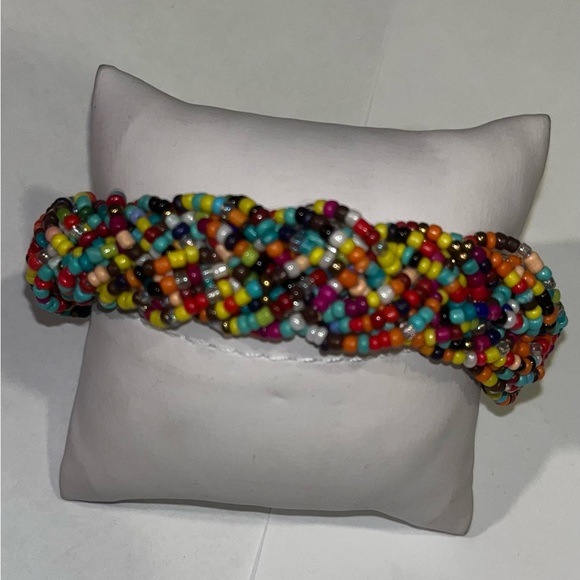 Fair Trade Item Handmade Colorful Seed Beaded Bracelet in Braid Design Size: OS - Picture 2 of 7